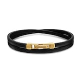 David Yurman Streamline® Double Wrap Bracelet In Black Leather With 18ct Yellow Gold, 5.2mm - Size Medium