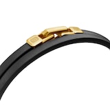 David Yurman Streamline® Double Wrap Bracelet In Black Leather With 18ct Yellow Gold, 5.2mm - Size Medium