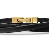 David Yurman Streamline® Double Wrap Bracelet In Black Leather With 18ct Yellow Gold, 5.2mm - Size Medium