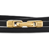 David Yurman Streamline® Double Wrap Bracelet In Black Leather With 18ct Yellow Gold, 5.2mm - Size Medium
