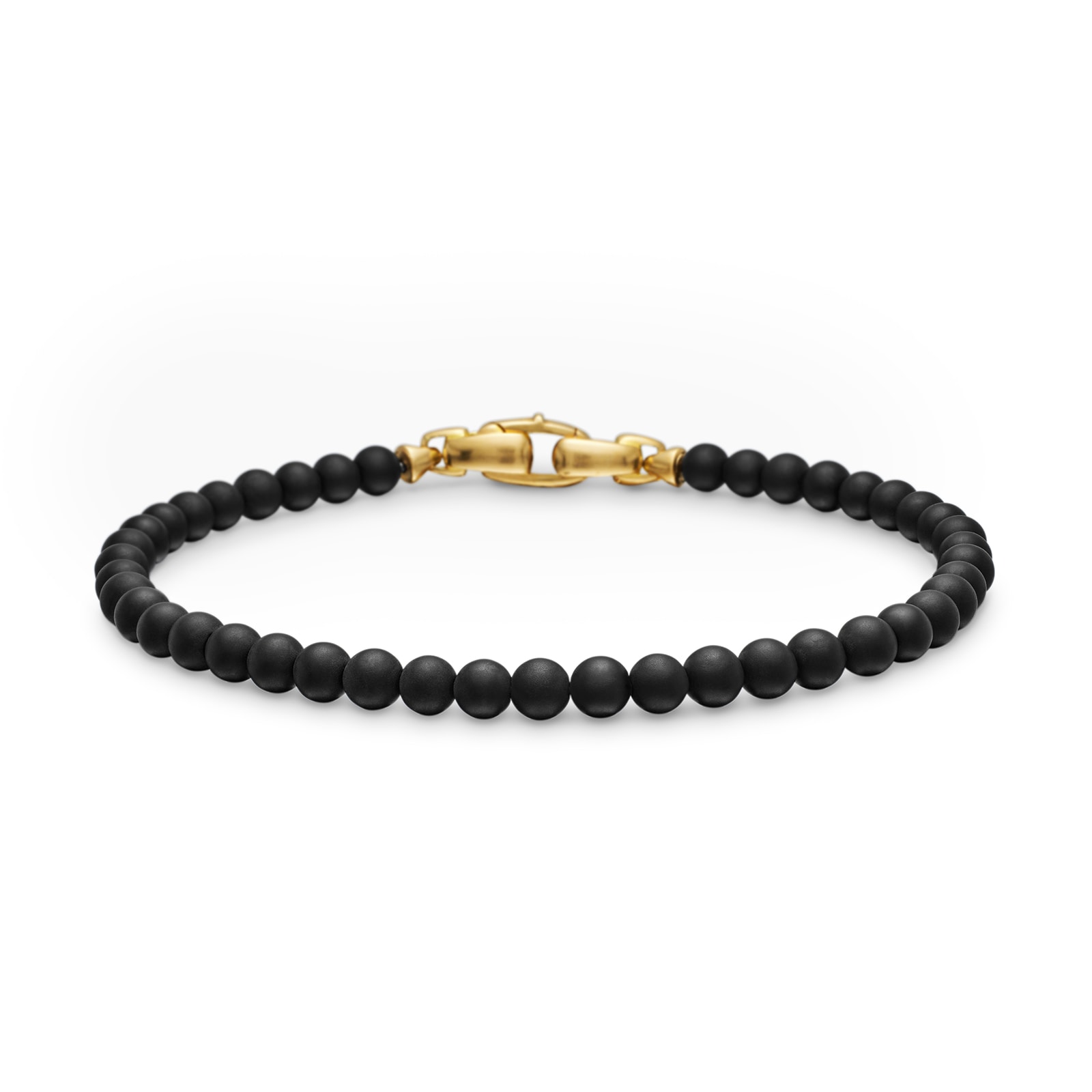David Yurman Spiritual Beads Bracelet In Black Onyx And 18ct Yellow Gold, 4mm - Size Small