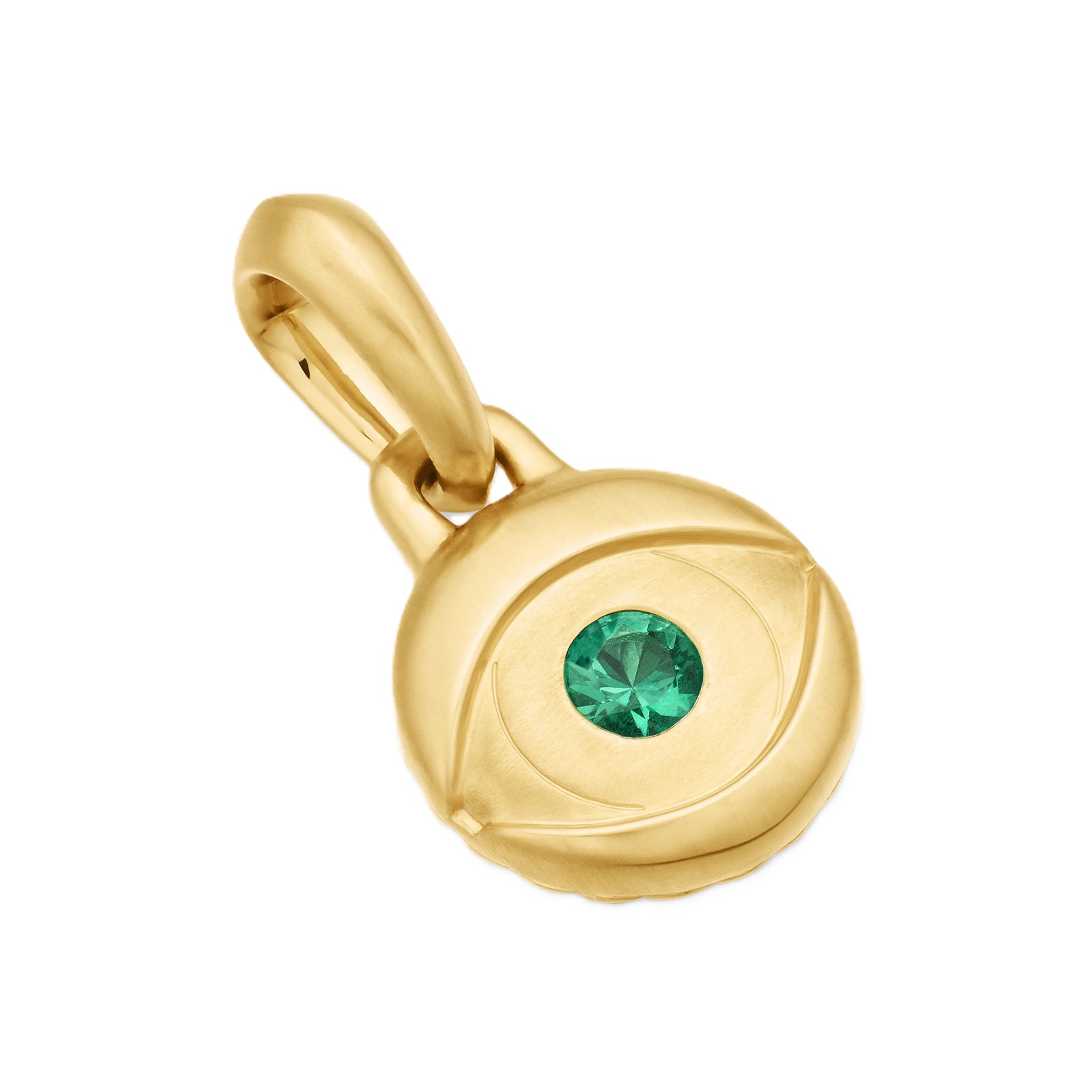 David Yurman Evil Eye Amulet In 18ct Yellow Gold With Emerald, 14.5mm David Yurman Evil Eye Amulet In 18ct Yellow Gold With Emerald, 14.5mm