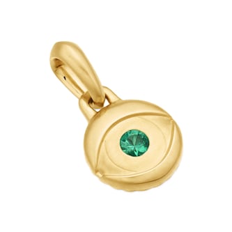 David Yurman Evil Eye Amulet In 18ct Yellow Gold With Emerald, 14.5mm