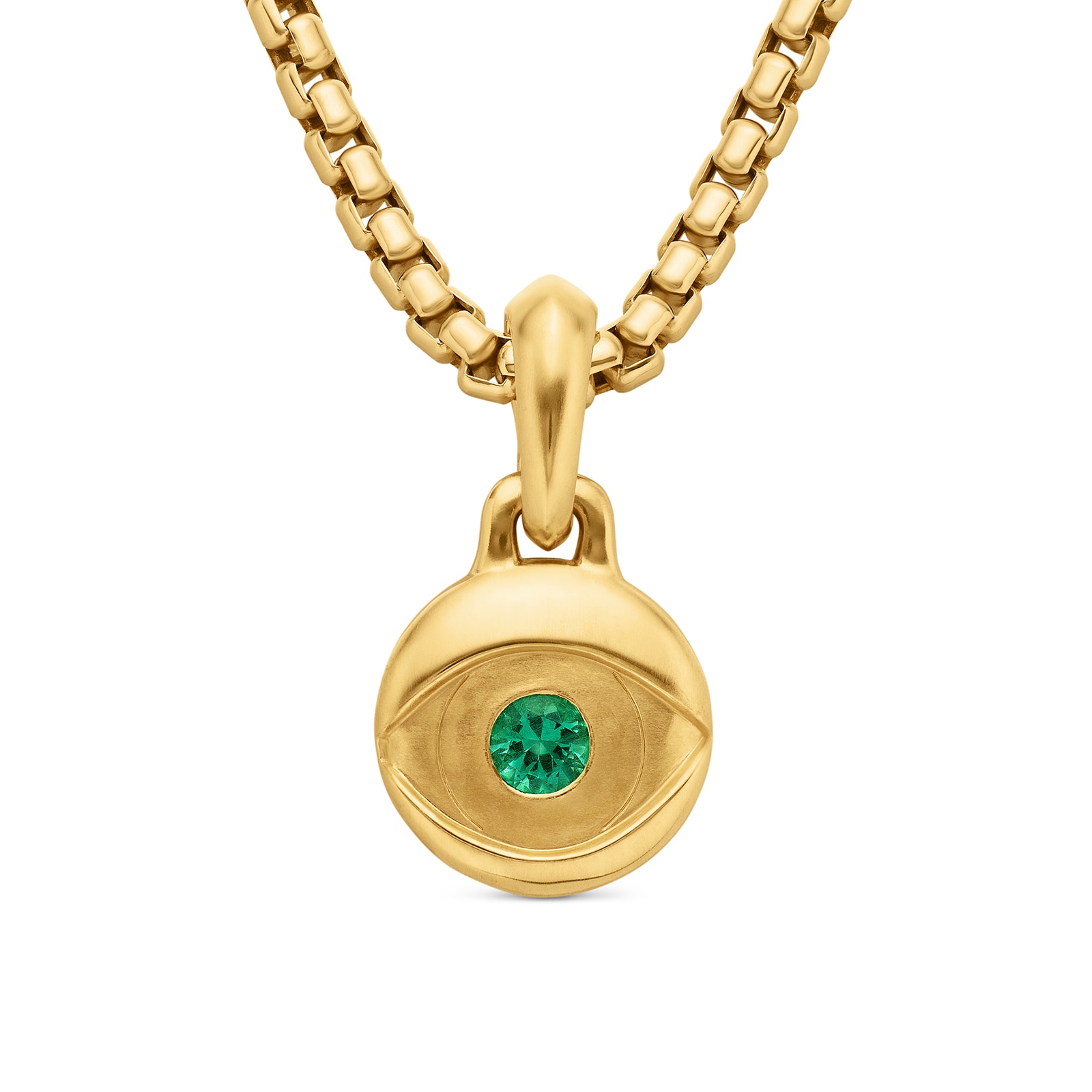 David Yurman Evil Eye Amulet In 18ct Yellow Gold With Emerald, 14.5mm David Yurman Evil Eye Amulet In 18ct Yellow Gold With Emerald, 14.5mm