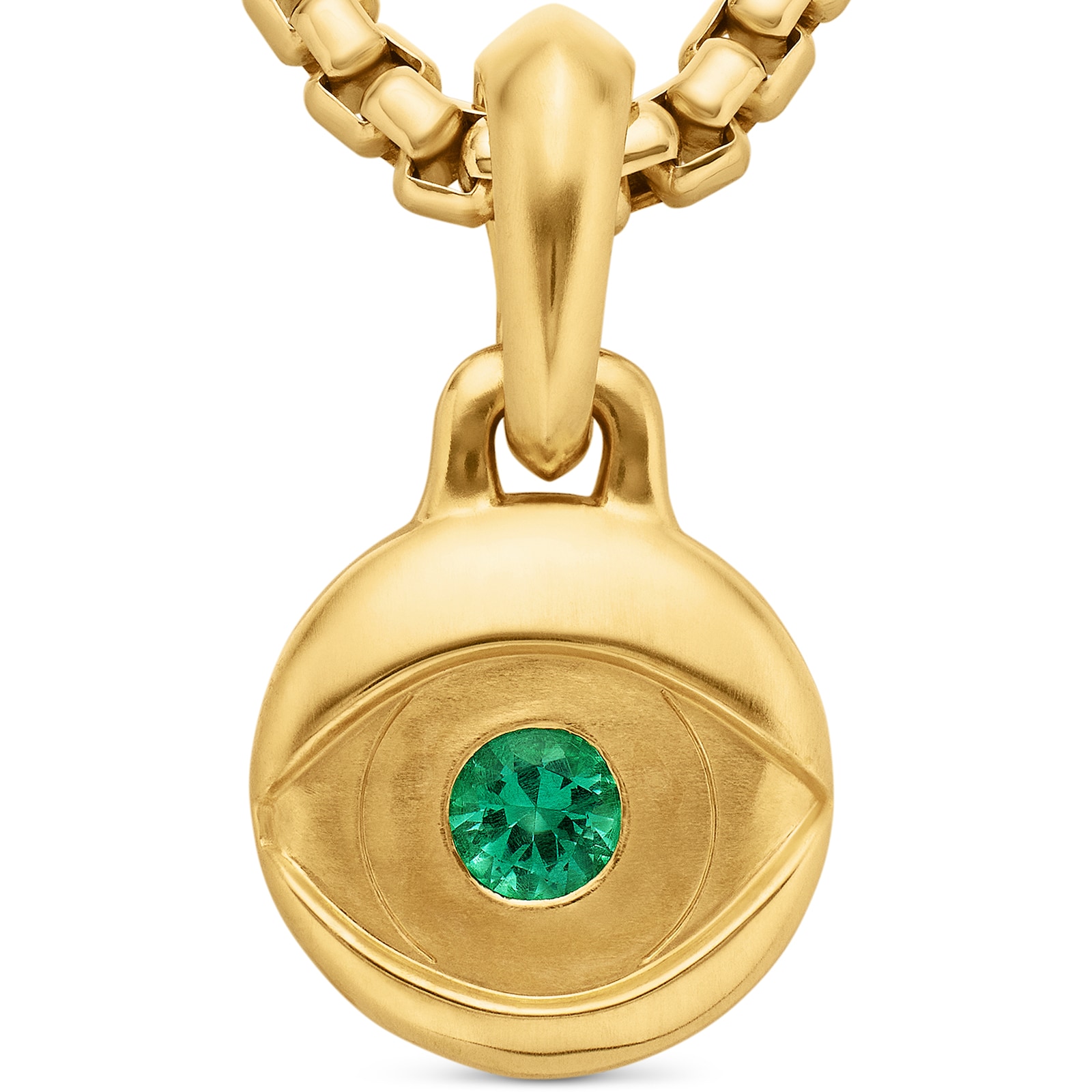 David Yurman Evil Eye Amulet In 18ct Yellow Gold With Emerald, 14.5mm David Yurman Evil Eye Amulet In 18ct Yellow Gold With Emerald, 14.5mm