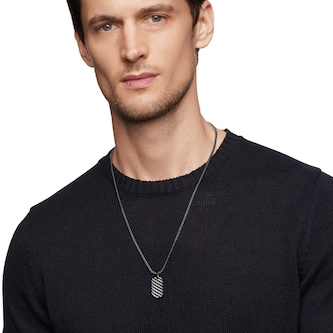 David Yurman Sculpted Cable Tag In Black Titanium, 27mm