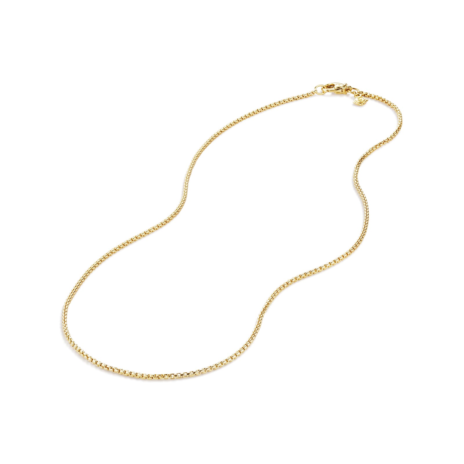 David Yurman Box Chain Necklace In 18ct Yellow Gold, 1.7mm David Yurman Box Chain Necklace In 18ct Yellow Gold, 1.7mm
