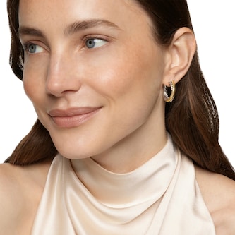 David Yurman Crossover Hoop Earrings In Sterling Silver With 14ct Yellow Gold, 22.3mm
