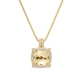 David Yurman Chatelaine® Pavé Bezel Pendant Necklace In 18ct Yellow Gold With Champagne Citrine And Diamonds, 9mm