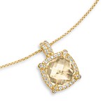 David Yurman Chatelaine® Pavé Bezel Pendant Necklace In 18ct Yellow Gold With Champagne Citrine And Diamonds, 9mm