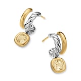 David Yurman DY Mercer® Two Row Drop Earrings In Sterling Silver With 18ct Yellow Gold And Citrine, 19.5mm