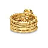 David Yurman DY Mercer® Multi Row 2 Stone Ring In 18ct Yellow Gold With Citrine, Pink Tourmaline And Diamonds, 10mm - Ring Size 8