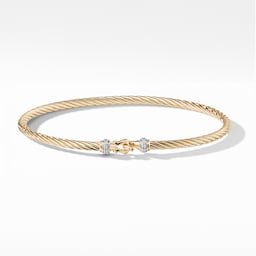 37901864 - Buckle Classic Cable Bracelet in 18ct Yellow Gold with Diamonds, 2.6mm - Size Small