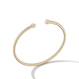 David Yurman Classic Cablespira® Bracelet in 18ct Yellow Gold with Pearls and Diamonds, 3mm - Size Small