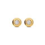 David Yurman Bezel Set Stud Earrings In 18ct Yellow Gold With Diamonds, 6.4mm