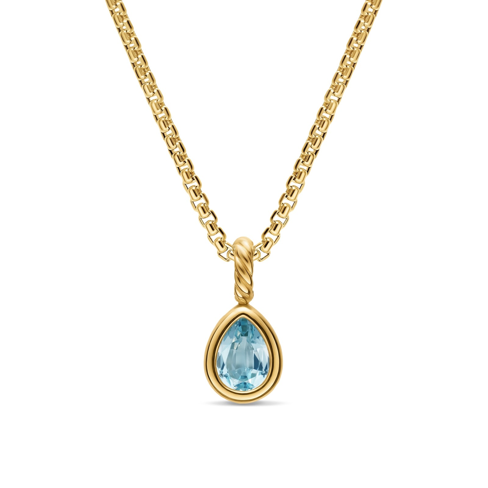 David Yurman Mini Pear Cut Amulet In 18ct Yellow Gold With Sky Blue Topaz, 11mm