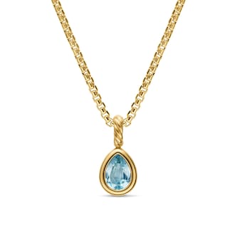 David Yurman Mini Pear Cut Amulet In 18ct Yellow Gold With Sky Blue Topaz, 11mm