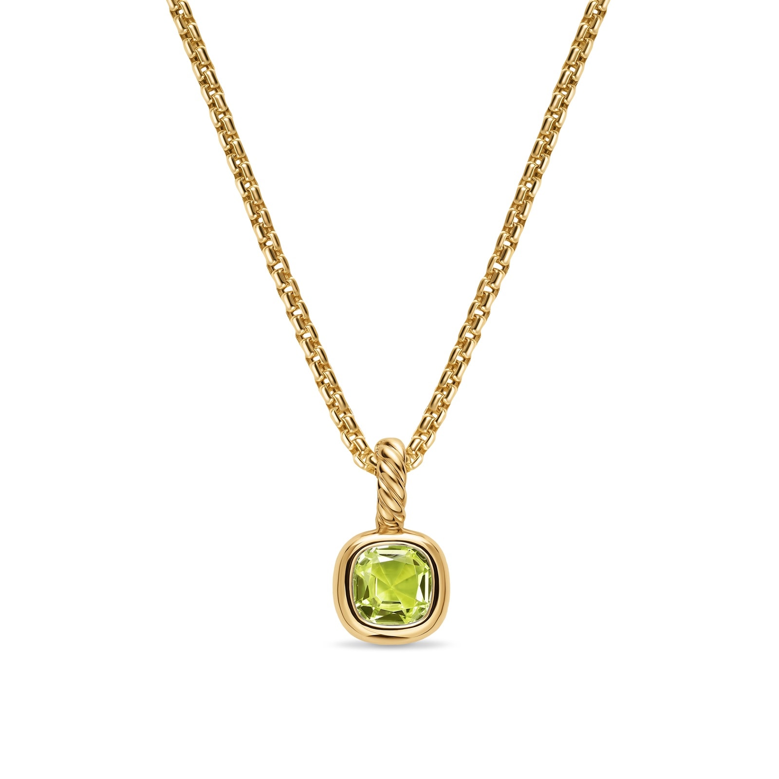 David Yurman Mini Cushion Cut Amulet In 18ct Yellow Gold With Peridot, 5.5mm