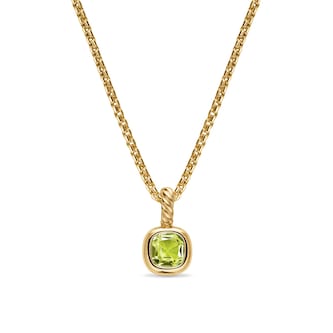 David Yurman Mini Cushion Cut Amulet In 18ct Yellow Gold With Peridot, 5.5mm