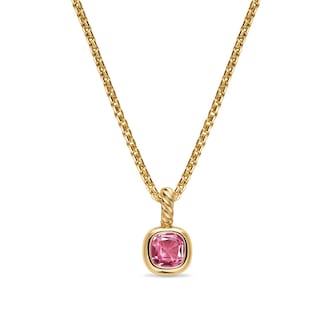 David Yurman Mini Cushion Cut Amulet In 18ct Yellow Gold With Pink Tourmaline, 5.5mm