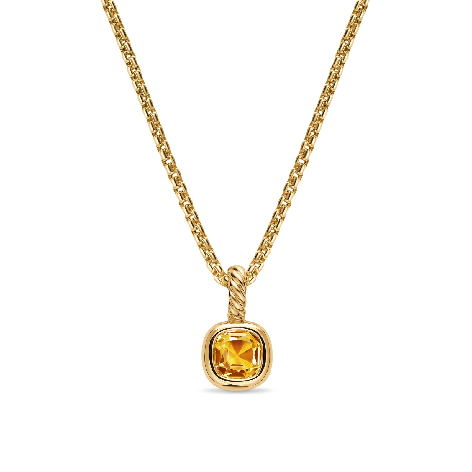 David Yurman Mini Cushion Cut Amulet In 18ct Yellow Gold With Citrine, 5.5mm