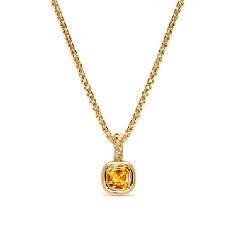 David Yurman Mini Cushion Cut Amulet In 18ct Yellow Gold With Citrine, 5.5mm