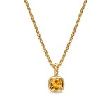 David Yurman Mini Cushion Cut Amulet In 18ct Yellow Gold With Citrine, 5.5mm