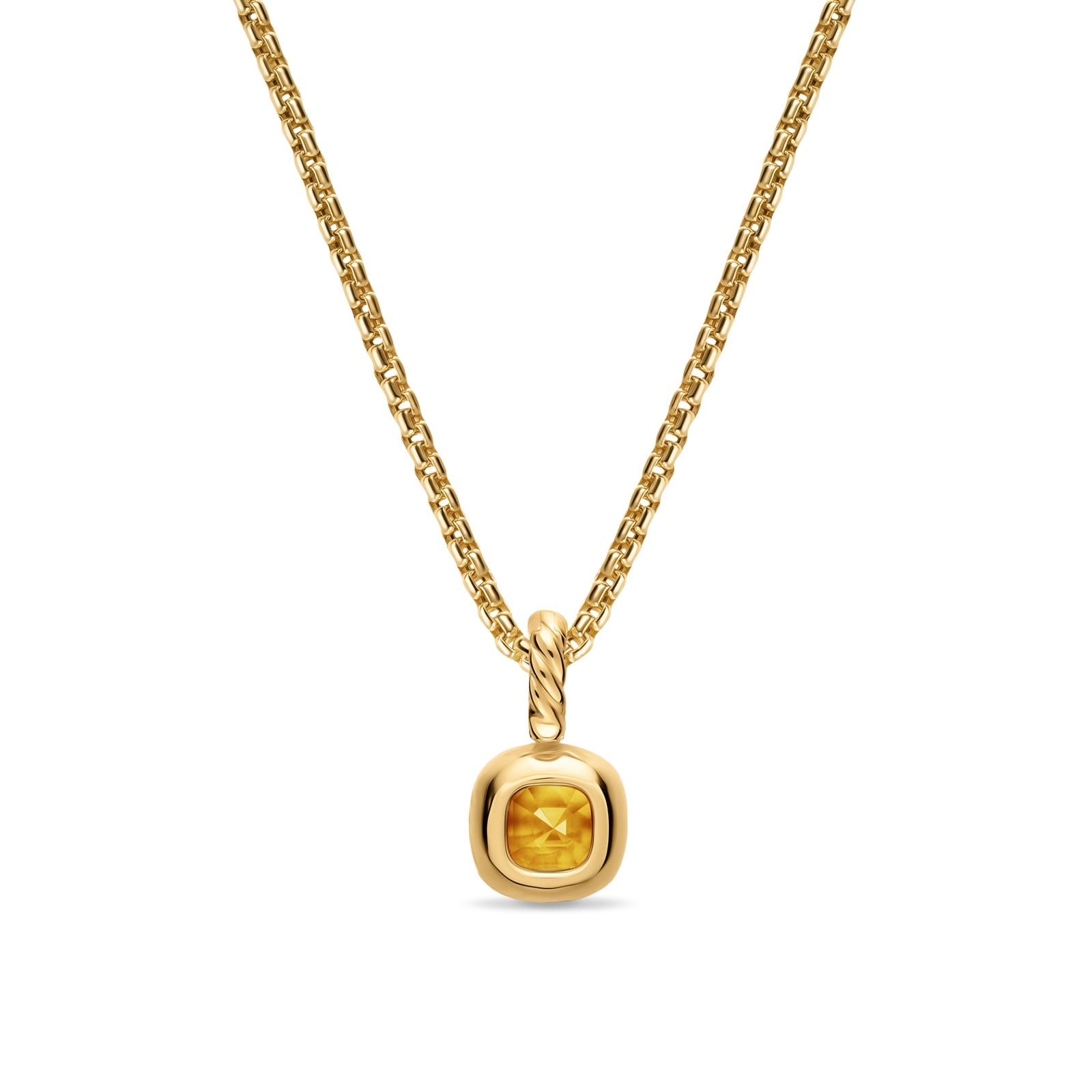 David Yurman Mini Cushion Cut Amulet In 18ct Yellow Gold With Citrine, 5.5mm David Yurman Mini Cushion Cut Amulet In 18ct Yellow Gold With Citrine, 5.5mm