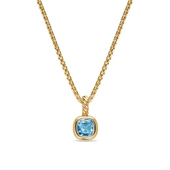 David Yurman Mini Cushion Cut Amulet In 18ct Yellow Gold With Sky Blue Topaz, 5.5mm