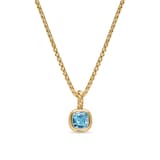 David Yurman Mini Cushion Cut Amulet In 18ct Yellow Gold With Sky Blue Topaz, 5.5mm