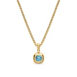 David Yurman Mini Cushion Cut Amulet In 18ct Yellow Gold With Sky Blue Topaz, 5.5mm