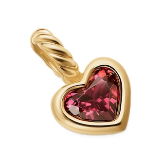 David Yurman Mini Heart Amulet In 18ct Yellow Gold With Rhodolite Garnet, 7.2mm