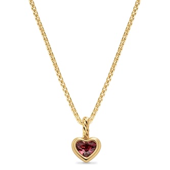 David Yurman Mini Heart Amulet In 18ct Yellow Gold With Rhodolite Garnet, 7.2mm
