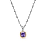 David Yurman Mini Cushion Cut Amulet In Sterling Silver With 14ct Yellow Gold And Amethyst, 5.5mm