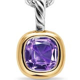 David Yurman Mini Cushion Cut Amulet In Sterling Silver With 14ct Yellow Gold And Amethyst, 5.5mm