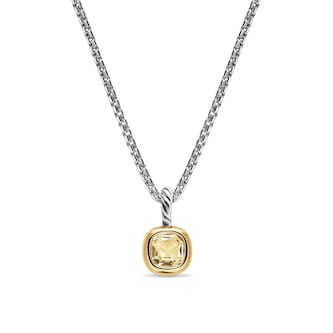 David Yurman Mini Cushion Cut Amulet In Sterling Silver With 14ct Yellow Gold And Citrine, 5.5mm
