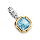 David Yurman Mini Cushion Cut Amulet In Sterling Silver With 14ct Yellow Gold And Sky Blue Topaz, 5.5mm
