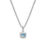 David Yurman Mini Cushion Cut Amulet In Sterling Silver With 14ct Yellow Gold And Sky Blue Topaz, 5.5mm
