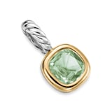 David Yurman Mini Cushion Cut Amulet In Sterling Silver With 14ct Yellow Gold And Prasiolite, 5.5mm