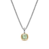 David Yurman Mini Cushion Cut Amulet In Sterling Silver With 14ct Yellow Gold And Prasiolite, 5.5mm