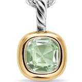 David Yurman Mini Cushion Cut Amulet In Sterling Silver With 14ct Yellow Gold And Prasiolite, 5.5mm