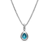 David Yurman Mini Pear Cut Amulet in Sterling Silver With 14ct Yellow Gold And Blue Topaz, 11mm