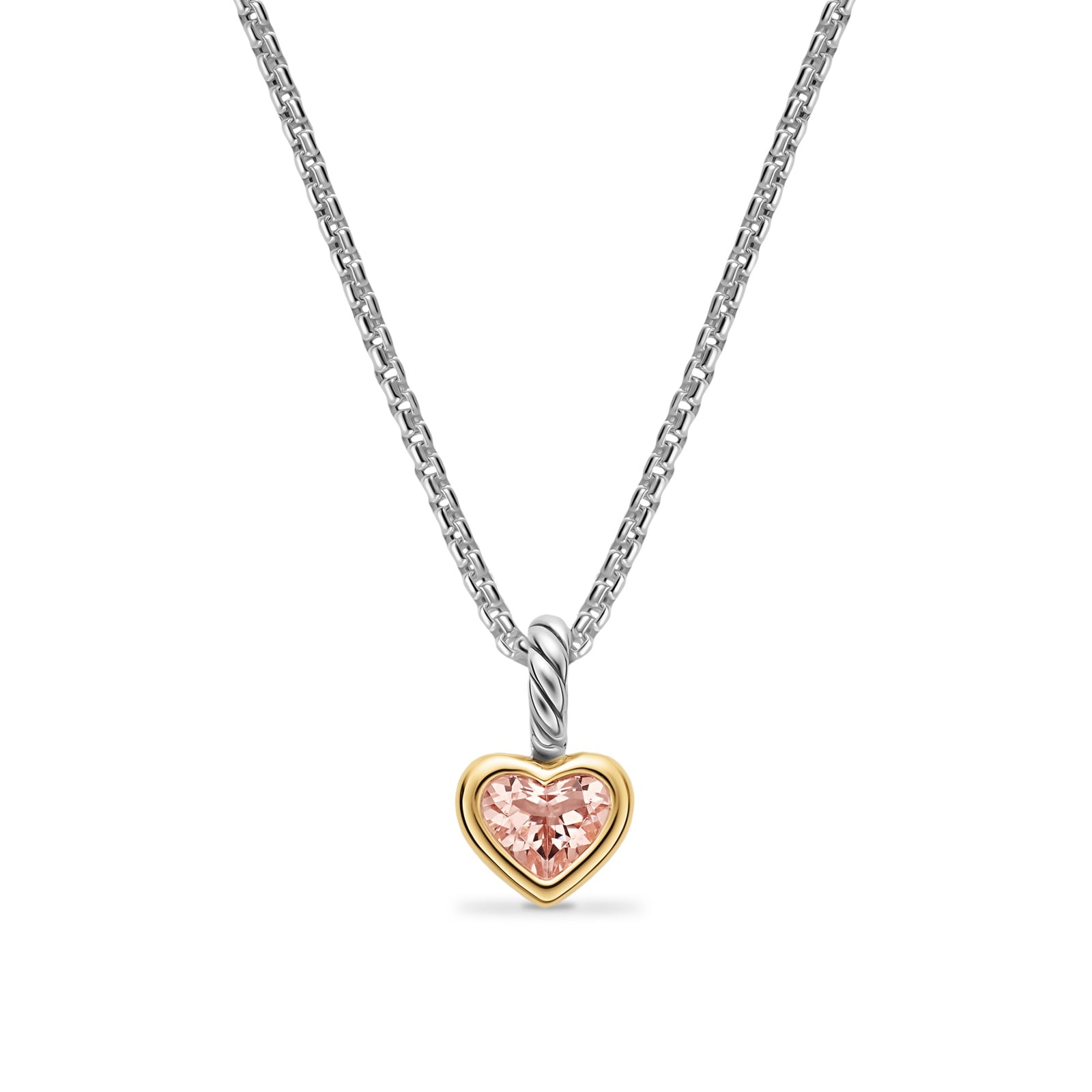 David Yurman Mini Heart Enhancer In Sterling Silver With 14ct Yellow Gold And Morganite, 7.2mm