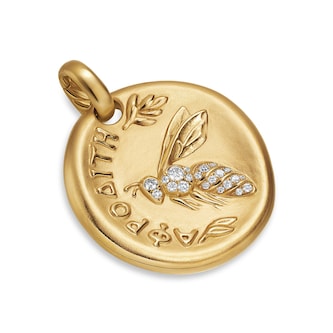 David Yurman Aphrodite Medallion Amulet In 18ct Yellow Gold With Diamonds, 28.3mm David Yurman Aphrodite Medallion Amulet In 18ct Yellow Gold With Diamonds, 28.3mm
