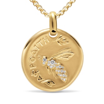 David Yurman Aphrodite Medallion Amulet In 18ct Yellow Gold With Diamonds, 28.3mm David Yurman Aphrodite Medallion Amulet In 18ct Yellow Gold With Diamonds, 28.3mm