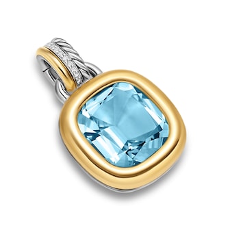 David Yurman DY Mercer® Colour Amulet In Sterling Silver With 18ct Yellow, Sky Blue Topaz & Diamonds, 13mm David Yurman DY Mercer® Colour Amulet In Sterling Silver With 18ct Yellow, Sky Blue Topaz & Diamonds, 13mm