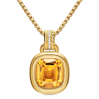 David Yurman DY Mercer® Colour Amulet In 18ct Yellow Gold With Citrine And Diamonds, 13mm David Yurman DY Mercer® Colour Amulet In 18ct Yellow Gold With Citrine And Diamonds, 13mm