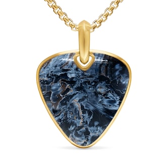 David Yurman Streamline® Pick Amulet Enhancer In 18ct Yellow Gold With Pietersite, 31mm