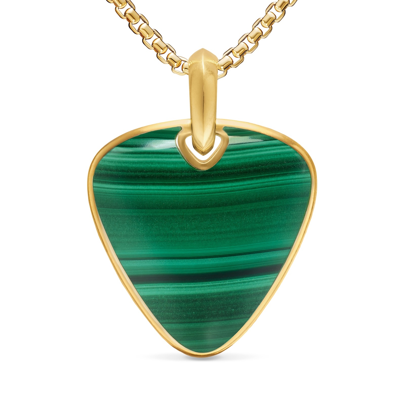David Yurman Streamline® Pick Amulet Enhancer In 18ct Yellow Gold With Malachite, 31mm