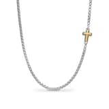 David Yurman Cross Station Box Chain Necklace In Sterling Silver And 14ct Yellow Gold, 3.6mm - 22 Inches
